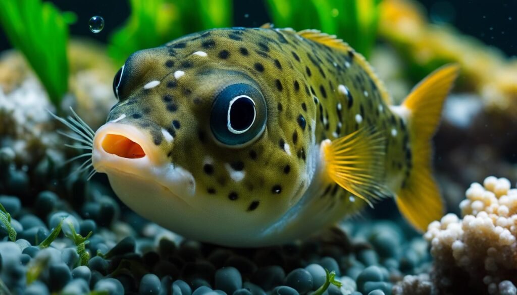 feeding dwarf puffer fish